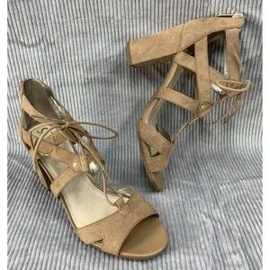 Circus by Sam Edelman Emilia Strap Tie Block Heels Size 8 M Open Toe Back Zip